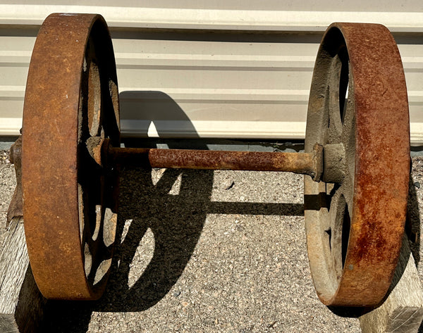Pair of Industrial Cast Iron Cart Wheels GA20947