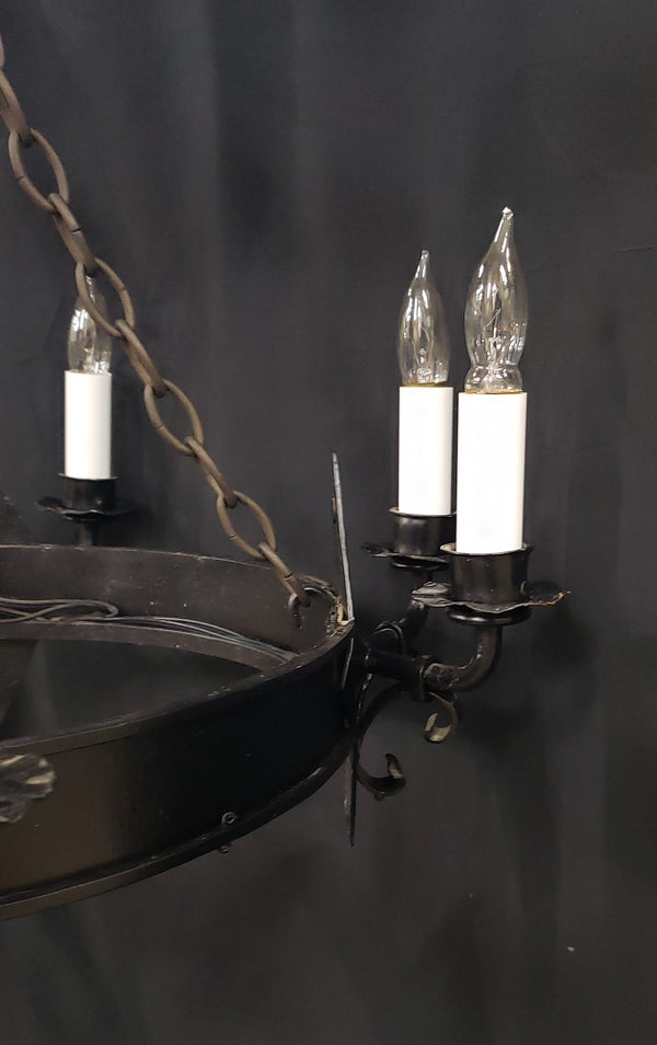 Gothic Style Wrought Iron 8 Light Chandelier 22" T x 28" GS00966