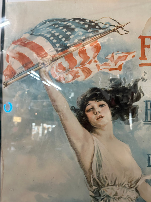 Original 1917 WWI "FIGHT OR BUY BONDS Third Liberty Loan" Framed Poster GA20299