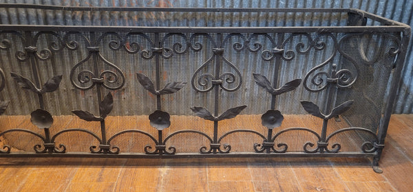 Vintage Ornate Wrought Iron Fireplace Fender 64" L x 16 1/2" T x 14" D GS00820
