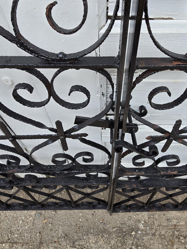 Pair of Arched Antique Iron Garden Gates w/ Latch GAM0459