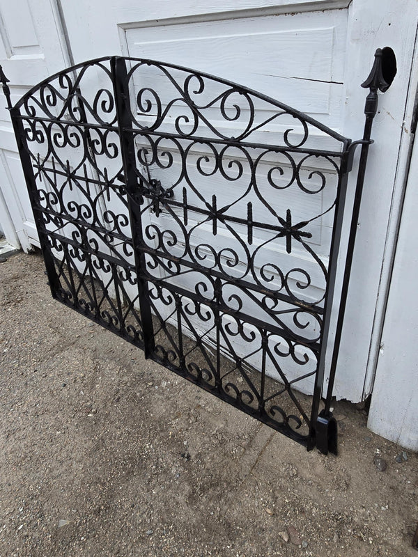 Pair of Arched Antique Iron Garden Gates w/ Latch GAM0459