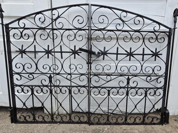 Pair of Arched Antique Iron Garden Gates w/ Latch GAM0459
