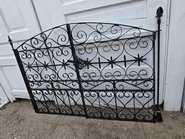 Pair of Arched Antique Iron Garden Gates w/ Latch GAM0459