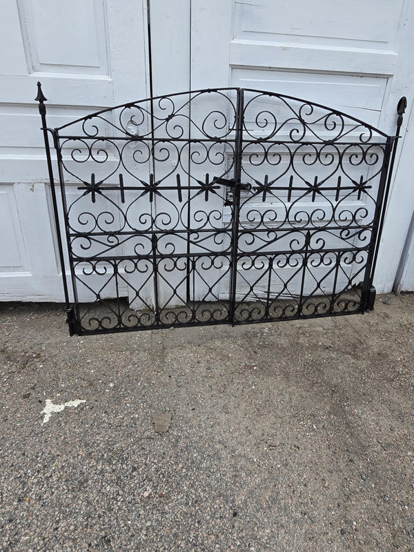 Pair of Arched Antique Iron Garden Gates w/ Latch GAM0459