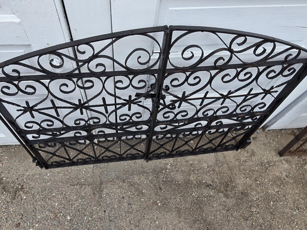 Pair of Arched Antique Iron Garden Gates w/ Latch GAM0459