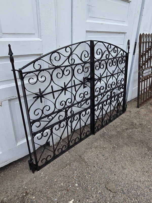 Pair of Arched Antique Iron Garden Gates w/ Latch GAM0459