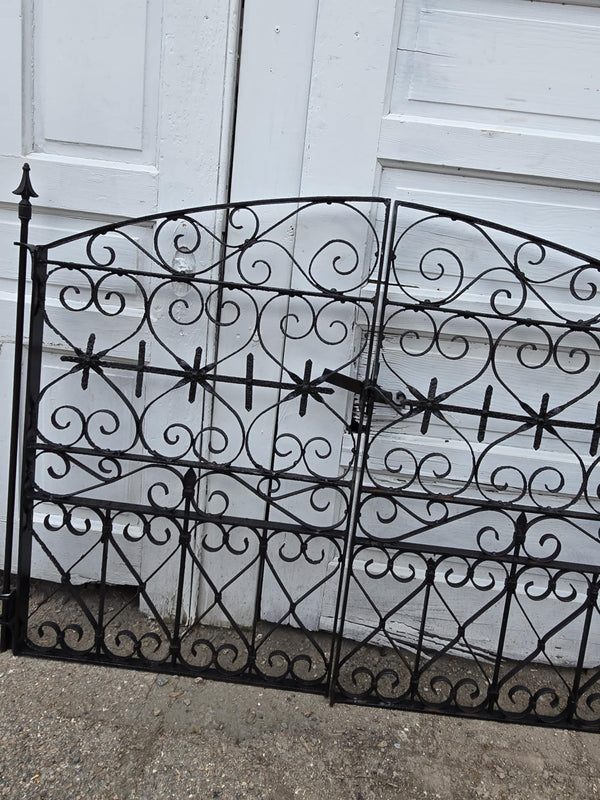 Pair of Arched Antique Iron Garden Gates w/ Latch GAM0459