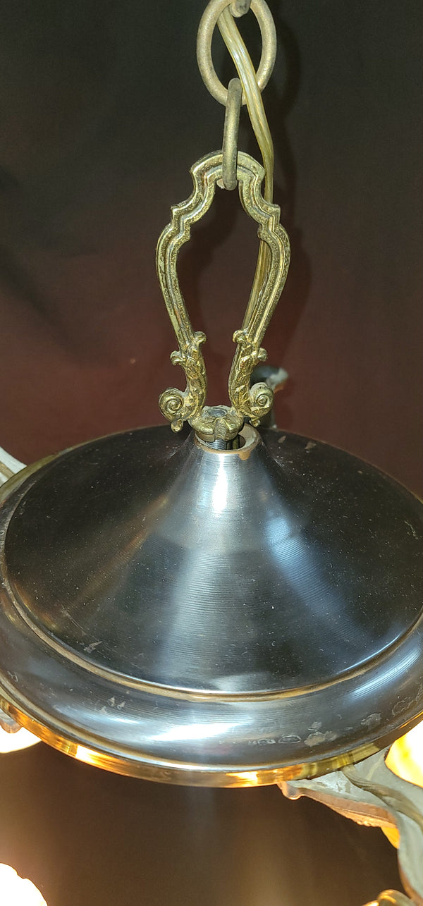 Vintage 5 Light Two Tone Brass Pan Chandelier 18" x 16" GS00970