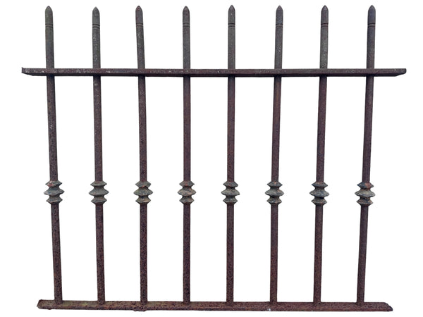 31' Ft of Antique Iron Picket Fencing w/ Lead Ornamental Knuckles GA21057