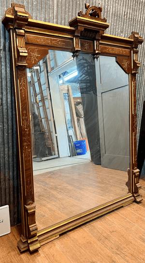 Walnut Eastlake/Victorian Pier/Mantel Mirror w/ Gold Trim Detail GA10149