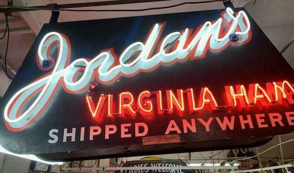 Jordan's Virginia Ham Large Hanging Double Sided Neon Sign From Original Store GA20516