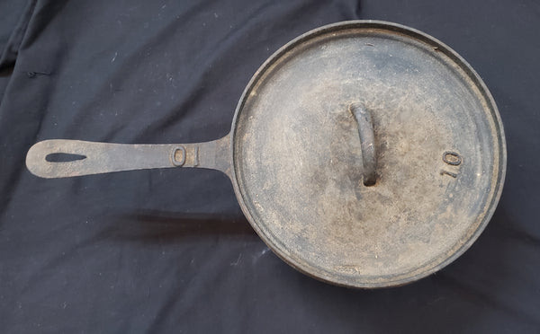 1800's Martin Cast Iron Spider Skillet #10 with Lid GS01078