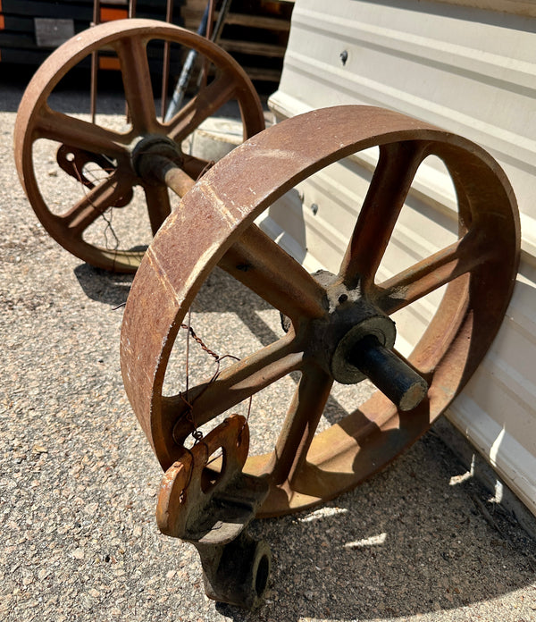 Pair of Industrial Cast Iron Cart Wheels GA20944
