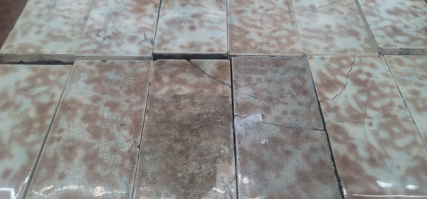 Lot of 109 Mottled Brown & Cream Fireplace Tiles GS010947