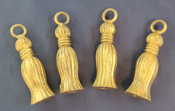 Vintage Set of 4 Brass Drapery Finial Tassel Weights 5" Tall GS00641