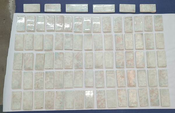 Antique Lot of 81 Mottled Trent Ceramic Fireplace Tiles 3" x 1 1/2" GS00680