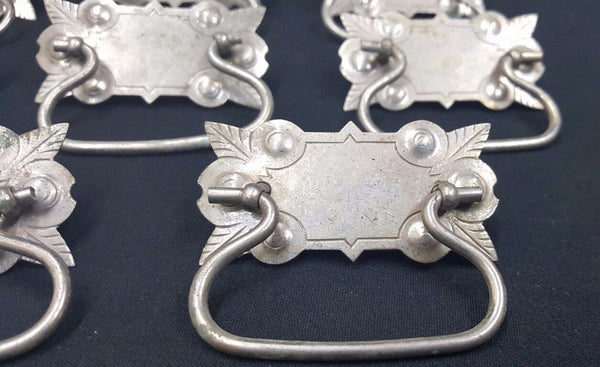 Architectural Salvage Silver Toned Leaf Point Design Pull Handles Set of 17