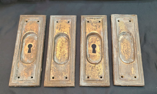 Set of 4 Rectangular Pocket Door Escutcheon Plates 6 7/8" x 2 1/2" GS01058