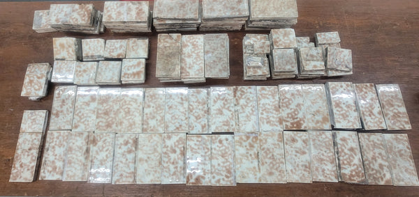 Lot of 109 Mottled Brown & Cream Fireplace Tiles GS010947
