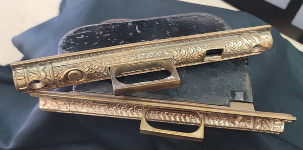 Restored Victorian Pocket Door Lock Set 5 1/2" T x 3 5/8" D GS00929