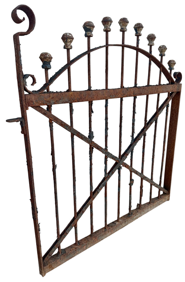 Antique Wrought Iron Garden Gate w/ Cross-Hatch Design - 35" W x 40" T - GA20971