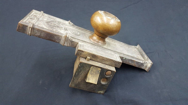 Early 1900s Ornate Bronze CNB Charlotte NC Bank Door Knob & Backplate GS00812