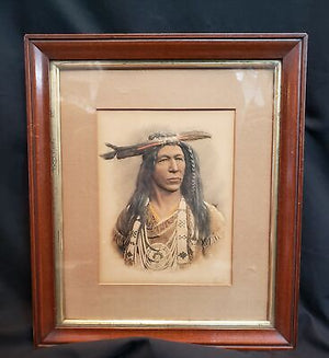 1904 Alfred S. Campbell Embossed Color Print of Native American Chief  GS00711