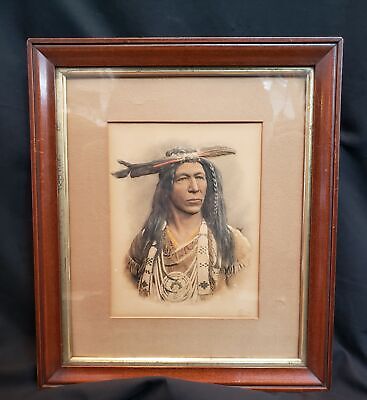 1904 Alfred S. Campbell Embossed Color Print of Native American Chief  GS00711