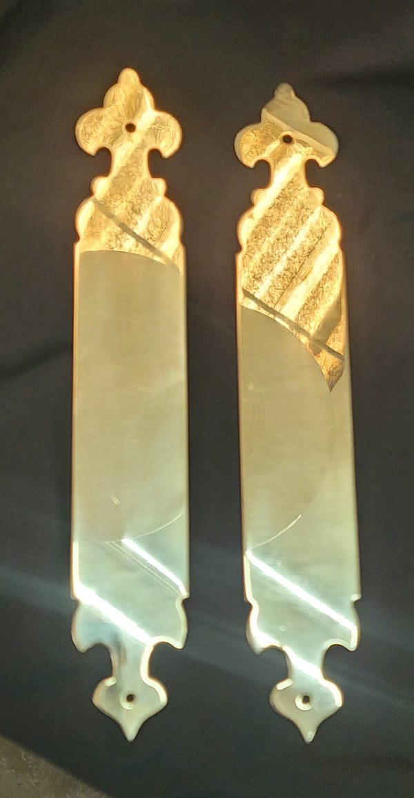 Pair of Restored Art Deco Brass Door Push Plates 12" x 2" GS01051