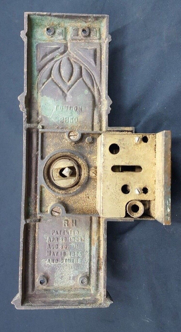 Early 1900s Ornate Bronze CNB Charlotte NC Bank Door Knob & Backplate GS00811