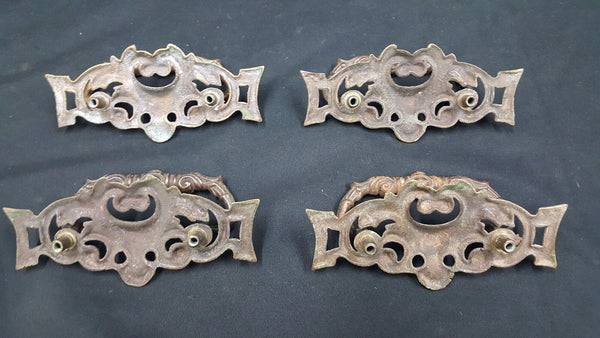 Architectural Salvage Wide Scroll & Heart Design Drawer Pull Handles Set of 4