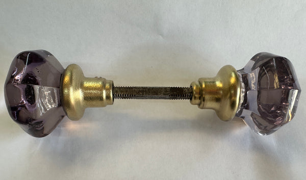 8- Point Crystal Amethyst Glass Door Knob Set GA20321