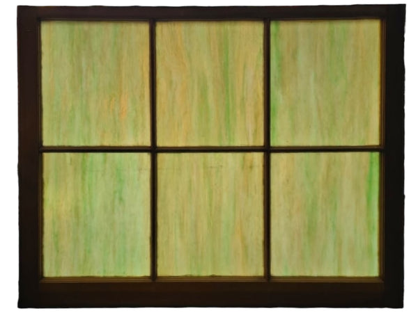 6-Pane Green Slag Glass Wood-Framed Window GAM0472