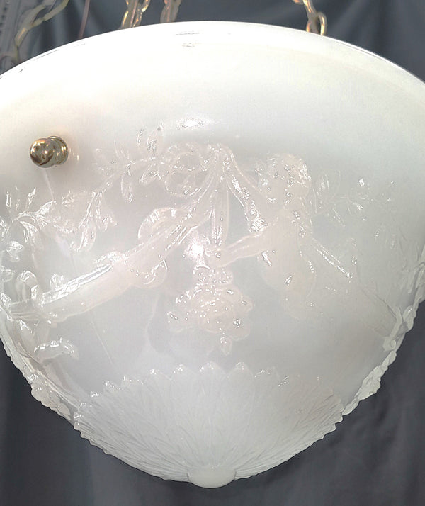 Restored Neo Classical Pendant Light w/ Textured Shade & Brass Chains GS01070