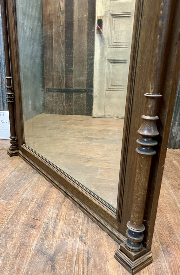 Walnut Victorian/Eastlake Beveled Glass Mirror w/ Carved Wood Columns GA10144