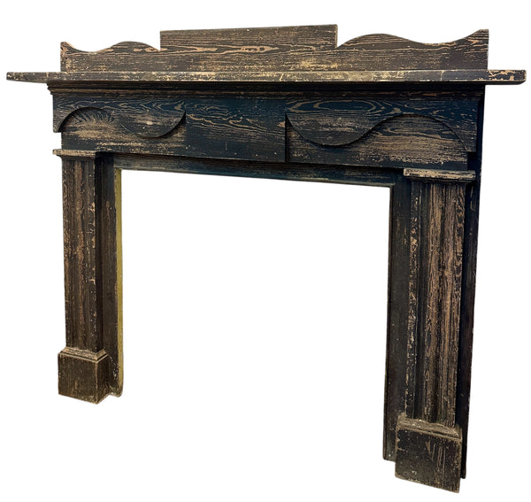 Antique Painted Wood Carved Fireplace Mantel GA20598