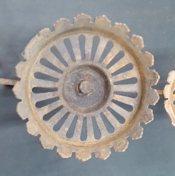 Victorian Ornate Cast Iron Double Oil Lamp Sconce with Wall Bracket