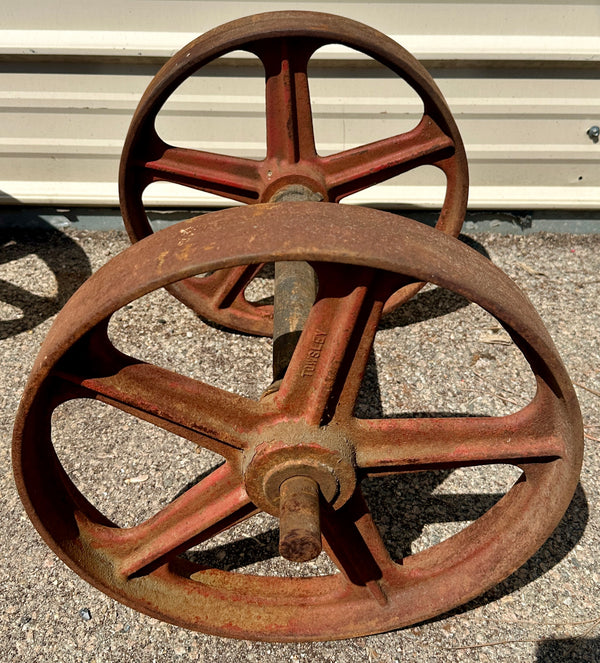 Pair of Industrial Cast Iron Cart Wheels GA20949