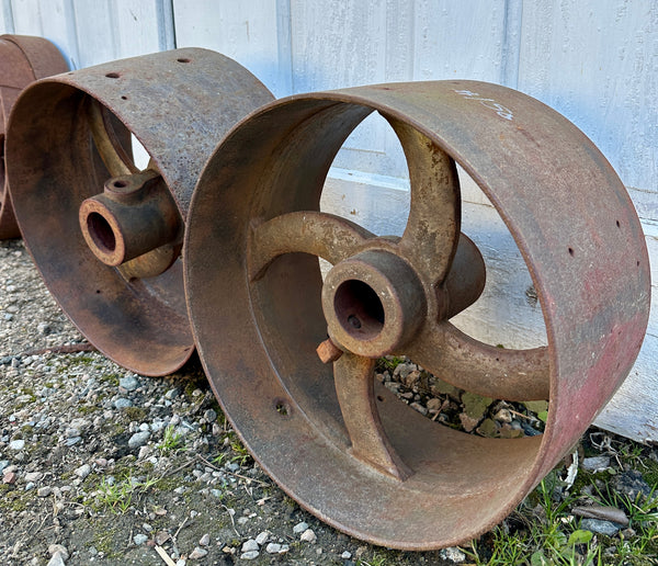 Pair of Industrial Cast Iron Pulley Wheels GA20929