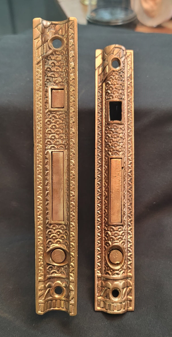 Restored Ornate Eastlake Pocket Door Lock Set 7 1/2" GS00643
