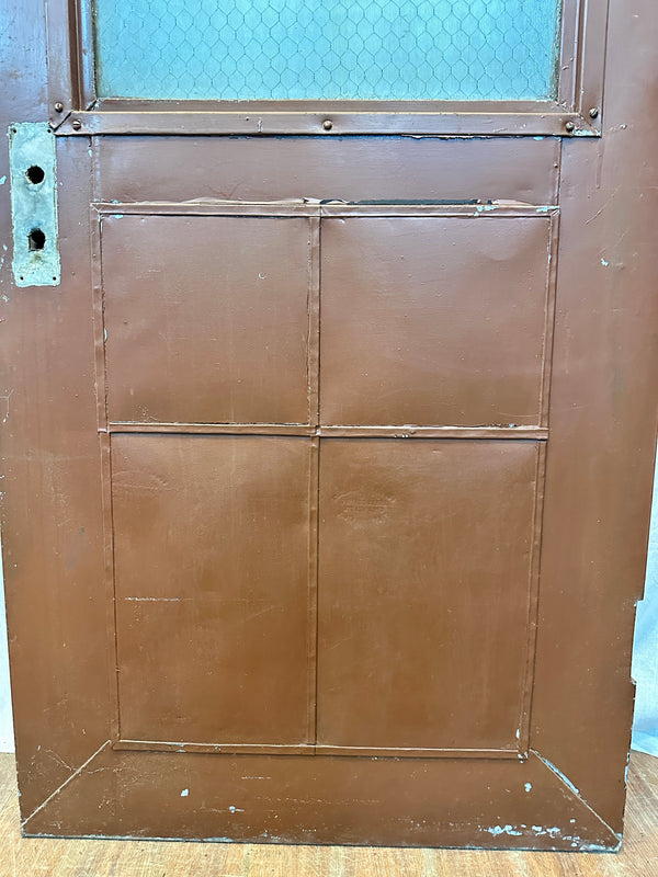 1-Pane Steel-Clad Patchwork Door w/ Striated Chicken Wire Glass GA20562