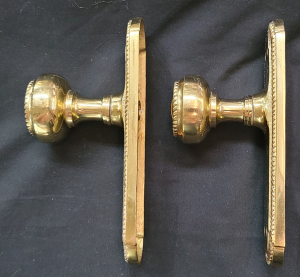 Pair of Georgian Style Solid Brass Dummy Knobs w/ Backplates GS00734