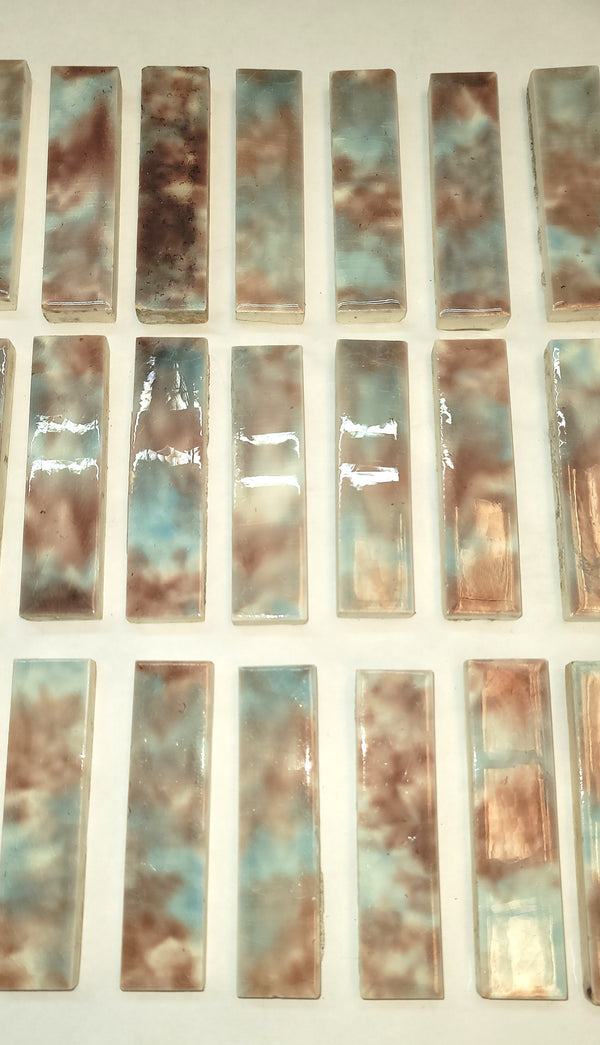 Vintage Lot of 27 Trent Mottled Ceramic Fireplace Tiles 4 1/4" x 1" GS00679