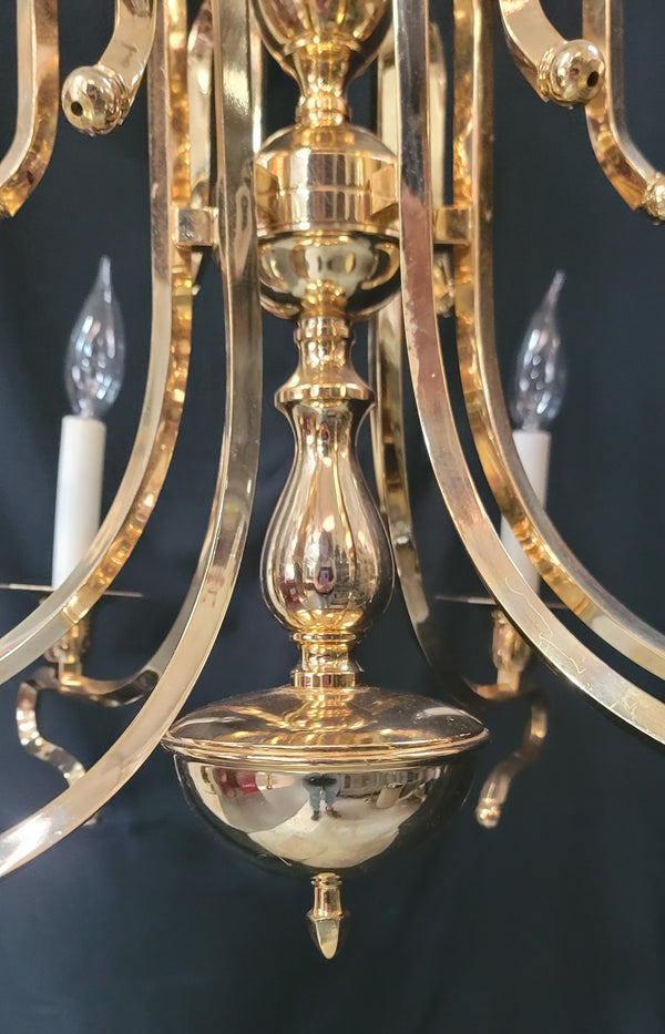 Mid Century Modern 6 Light Brass Chandelier 21" x 27" GS010917
