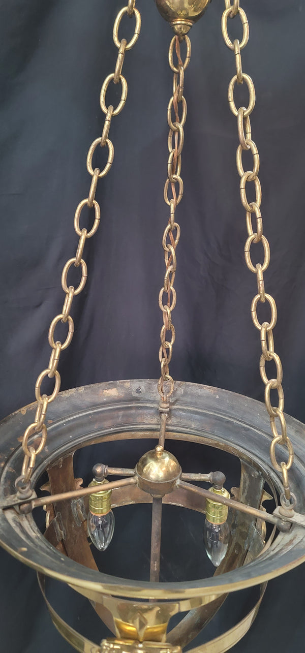 Large Ornate Brass 2 Light Chandelier w/ Large Brass Canopy 20" x 48" GS00995