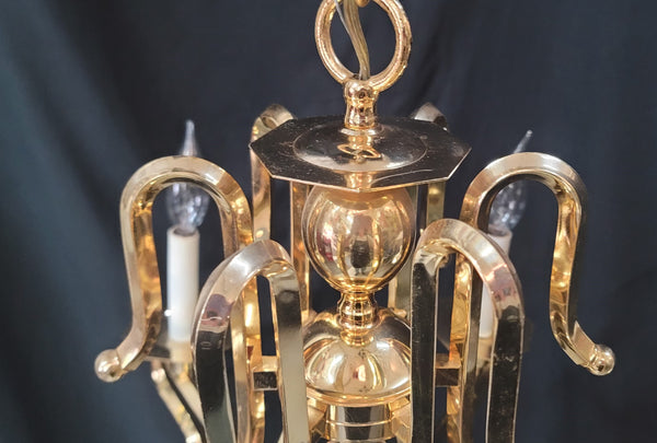 Mid Century Modern 6 Light Brass Chandelier 21" x 27" GS010917