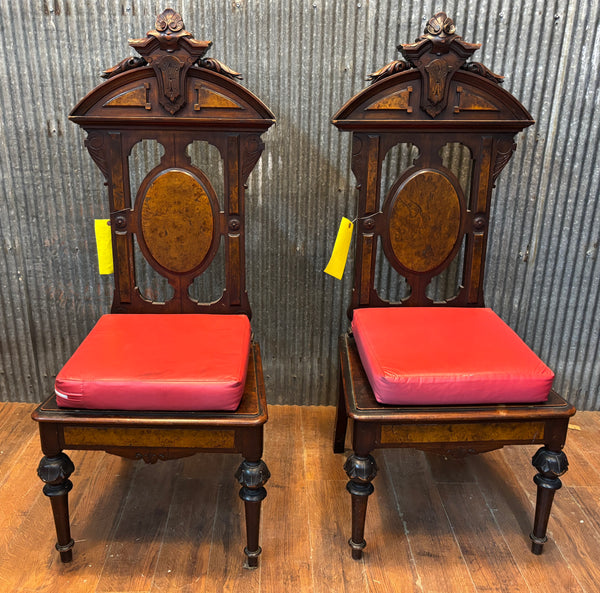 Pair of 1890s Chapel Chairs with Storage GA21445