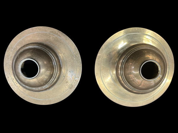 Pair of Antique Solid Brass 8" Wide Chandelier Canopies GA20711