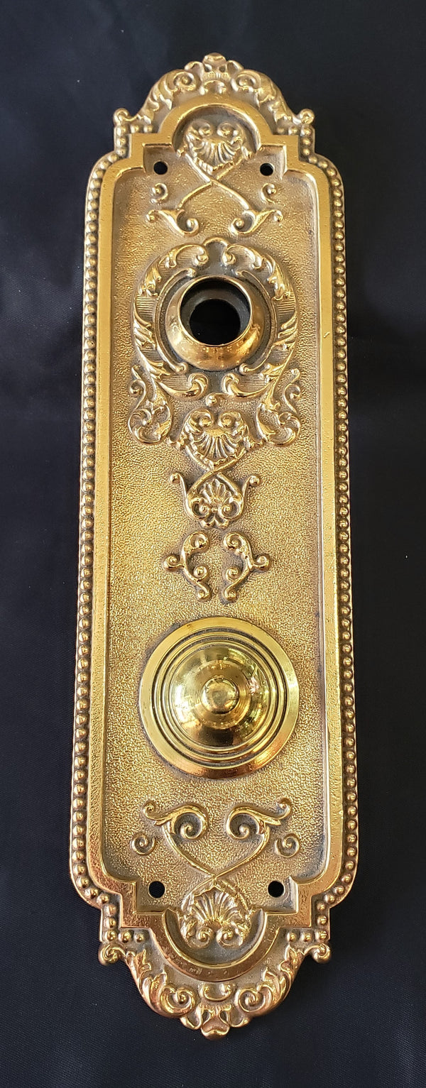 Restored Ornate Victorian Solid Brass Doorknob Backplate GA291